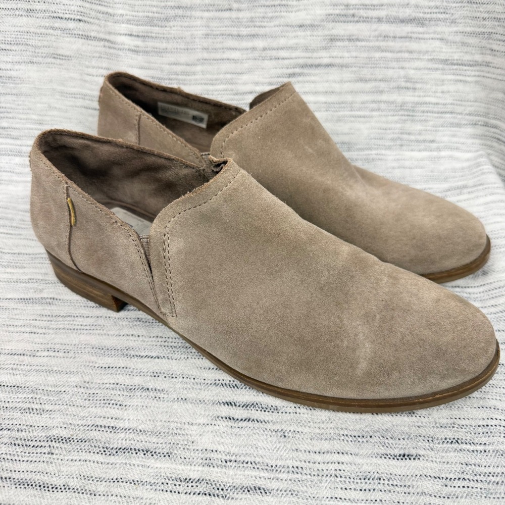 Toms Suede Tan Taupe Loafers Women's 9 Slip On Business Casual Preppy Round Toe